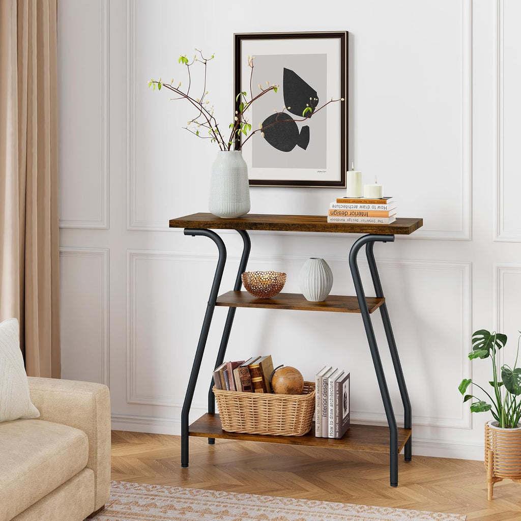 Narrow Console Table with Storage Shelves U71399