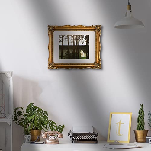 11x14 Black Ornate Picture Frame with White Mat S173