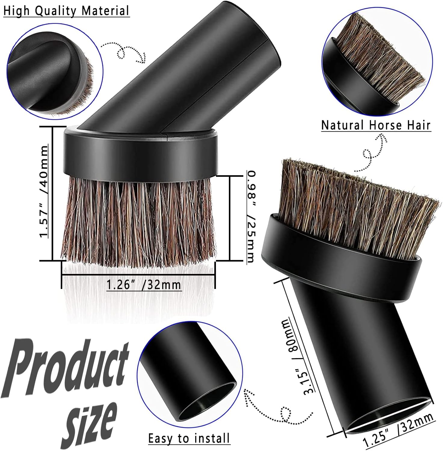 5PCS Vacuum Soft Bristle Round Dust Brush Attachment D5470