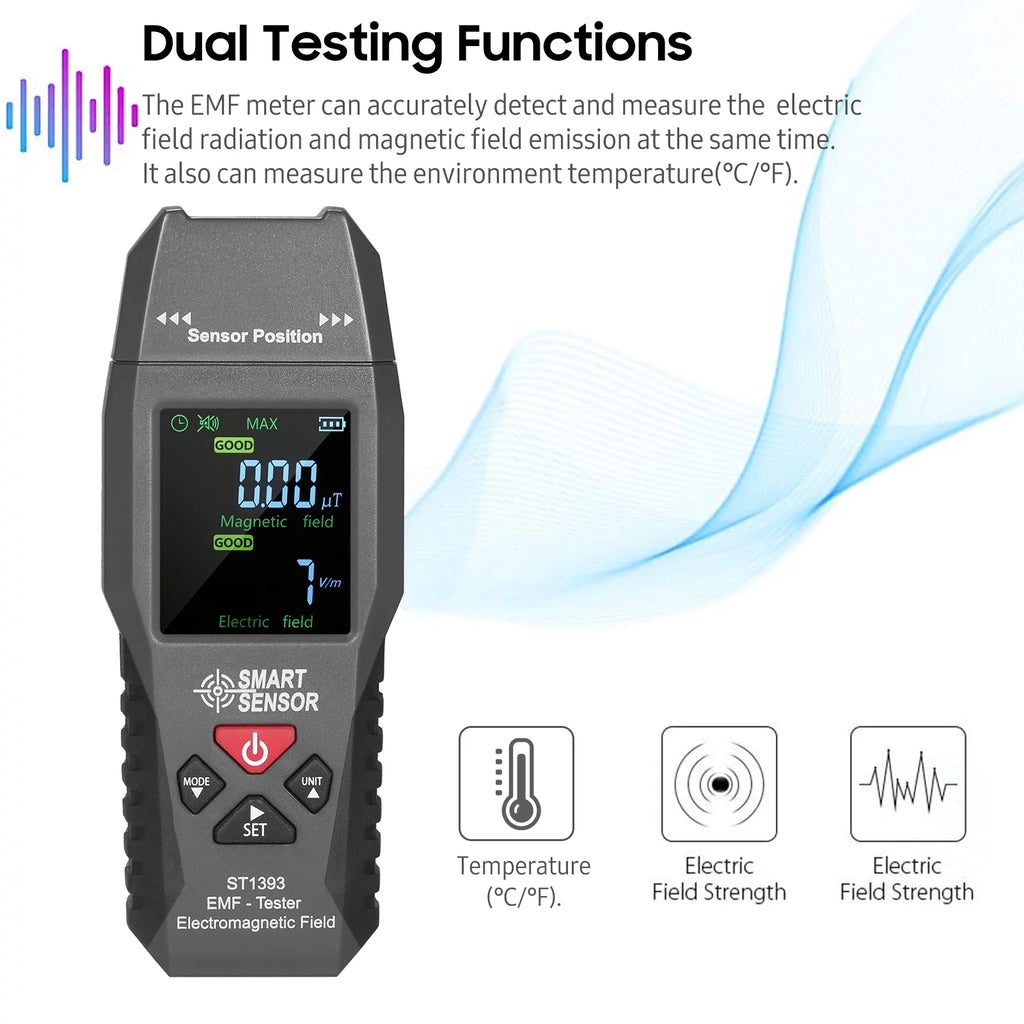 EMF Meter Handheld Digital LCD Electromagnetic Field Radiation Tester P461367