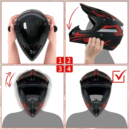 Kids Motocross Helmet with Goggles Gloves Mask N251870