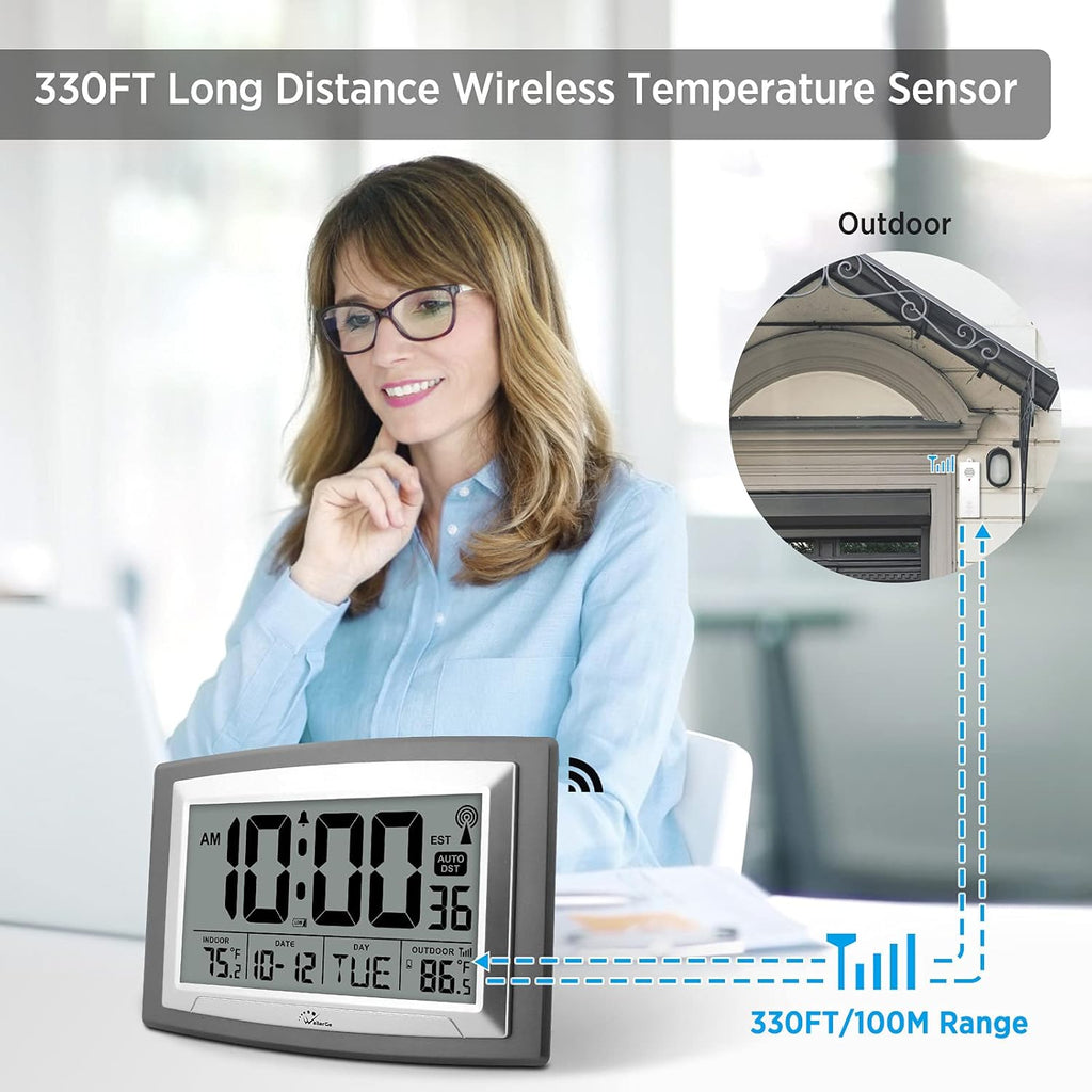 12.5 Inch Self-Setting Digital Clock with Indoor Temperature Q4902