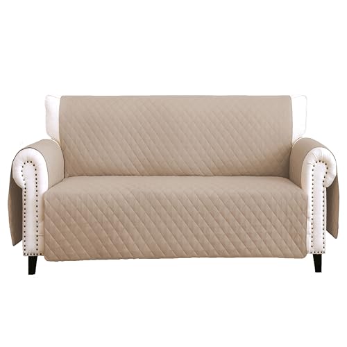 Light Grey Reversible Loveseat Couch Cover with Side Pocket C2700