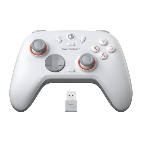 Wireless PC Controller with Hall Effect Joysticks & Triggers, 2.4G & Wired, Remappable Buttons (White) Y136