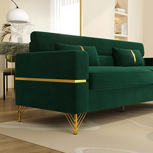 86" Velvet 3 Seater Oversized Sofa with 2 Pillows X936
