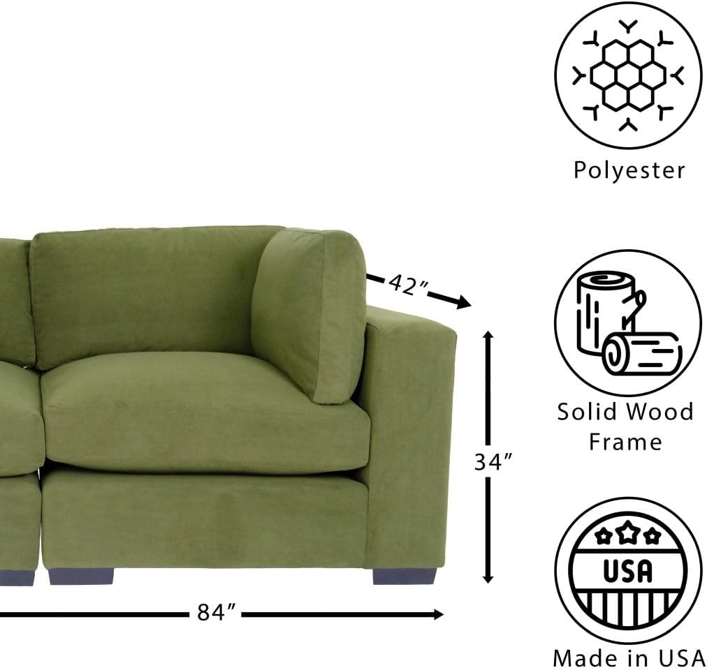 Forest Green Polyester Loveseat Sofa I9032