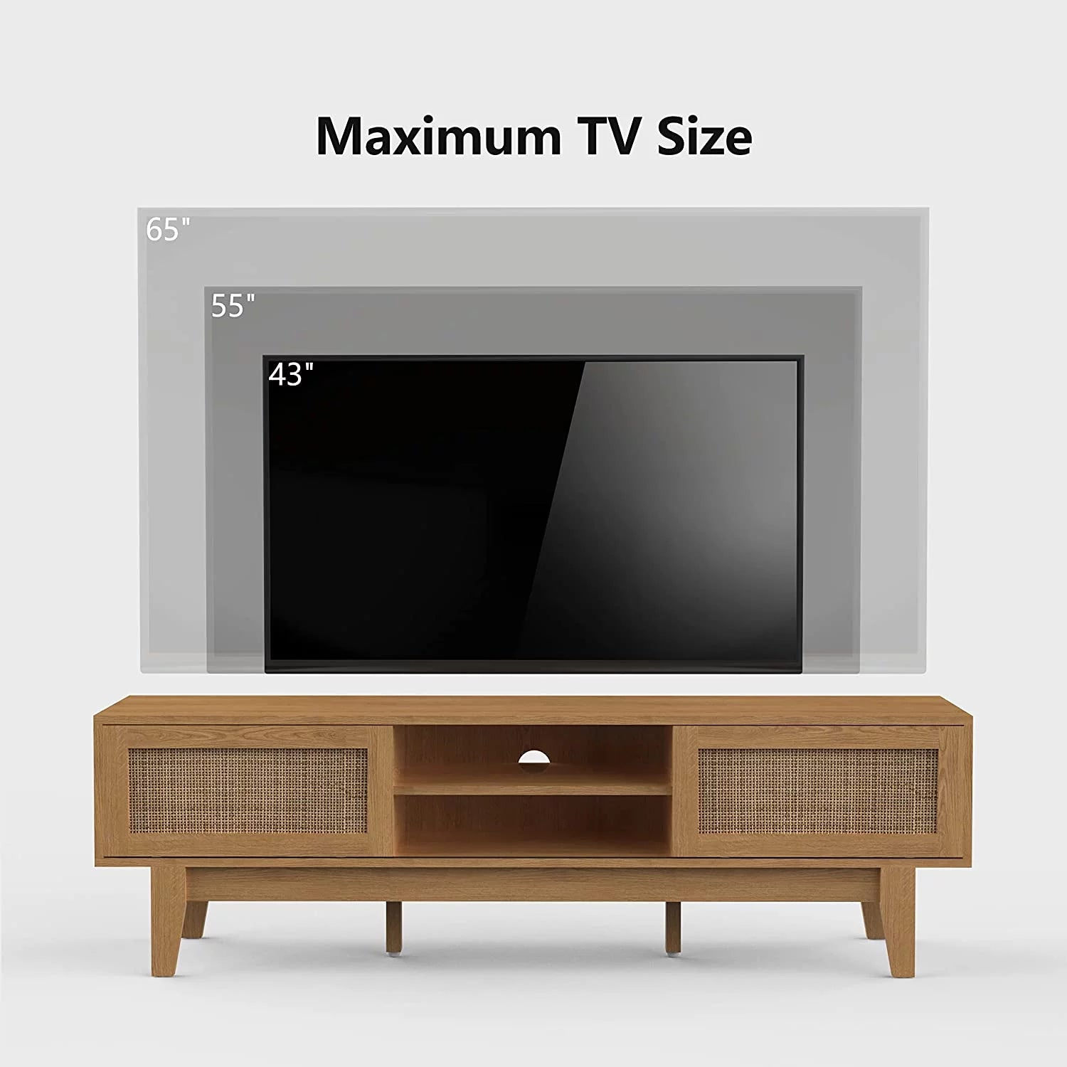 Rattan Sliding Doors Low Profile Television Stand 59 Inch U954805