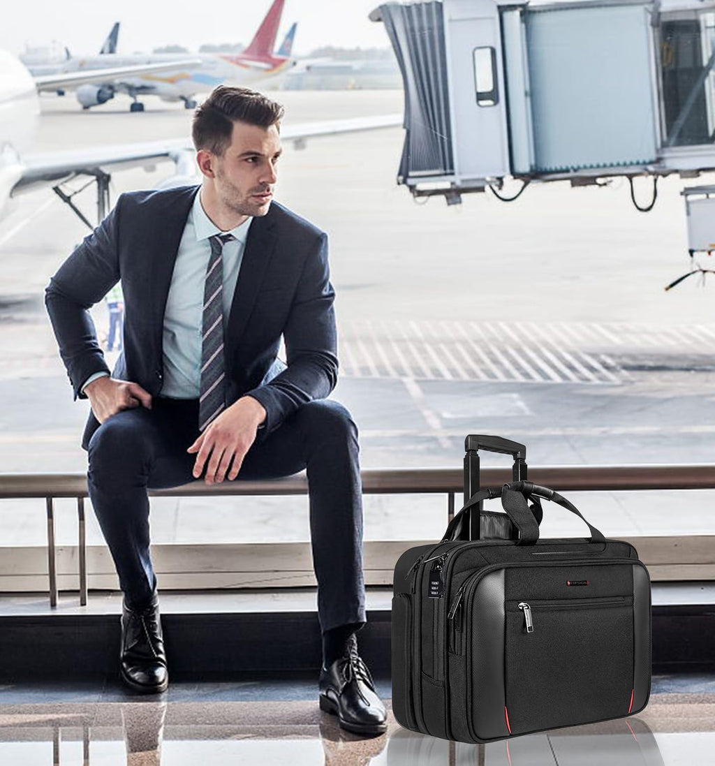 Black Rolling Laptop Bag with Wheels U930