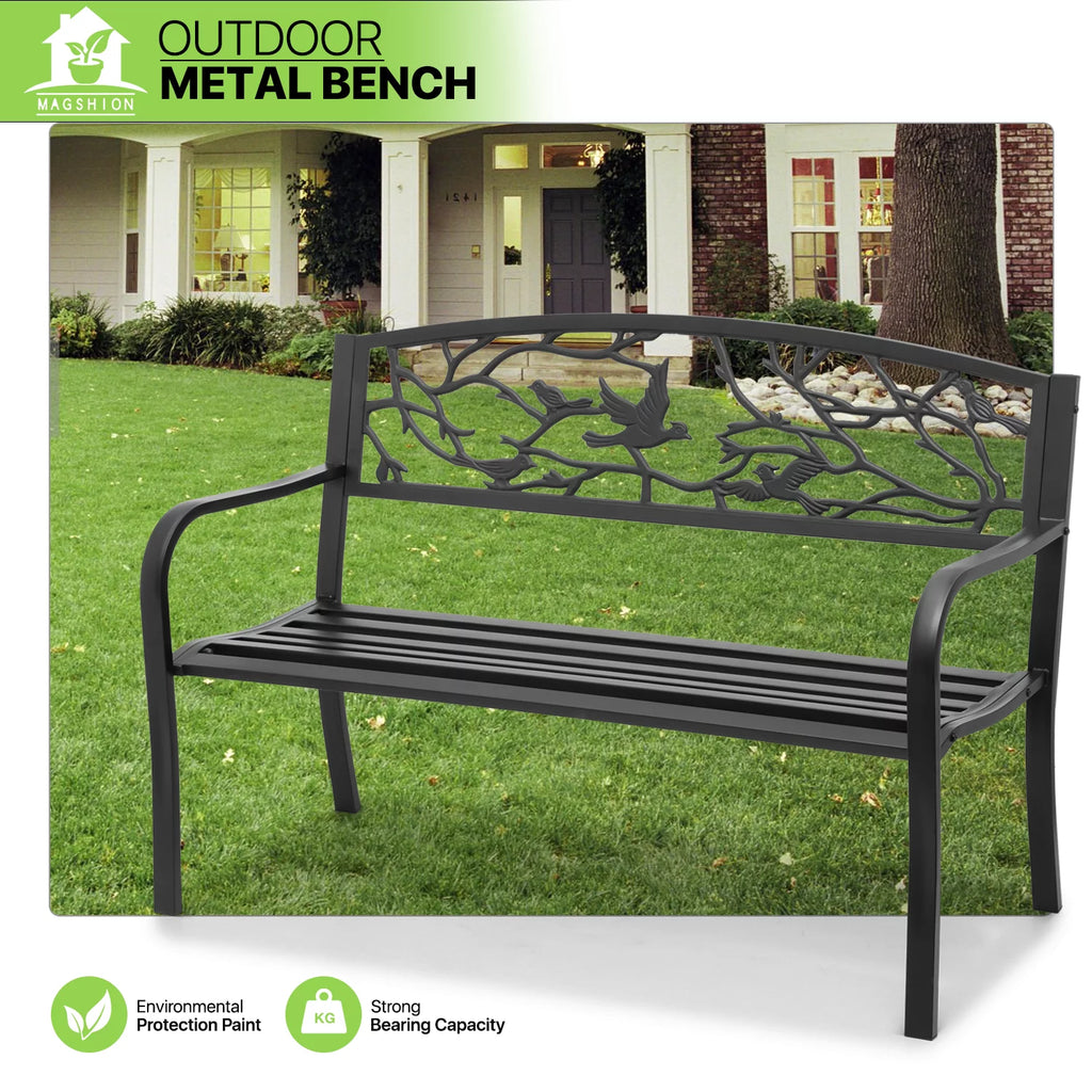 Black Cast Iron Patio Bench Q616