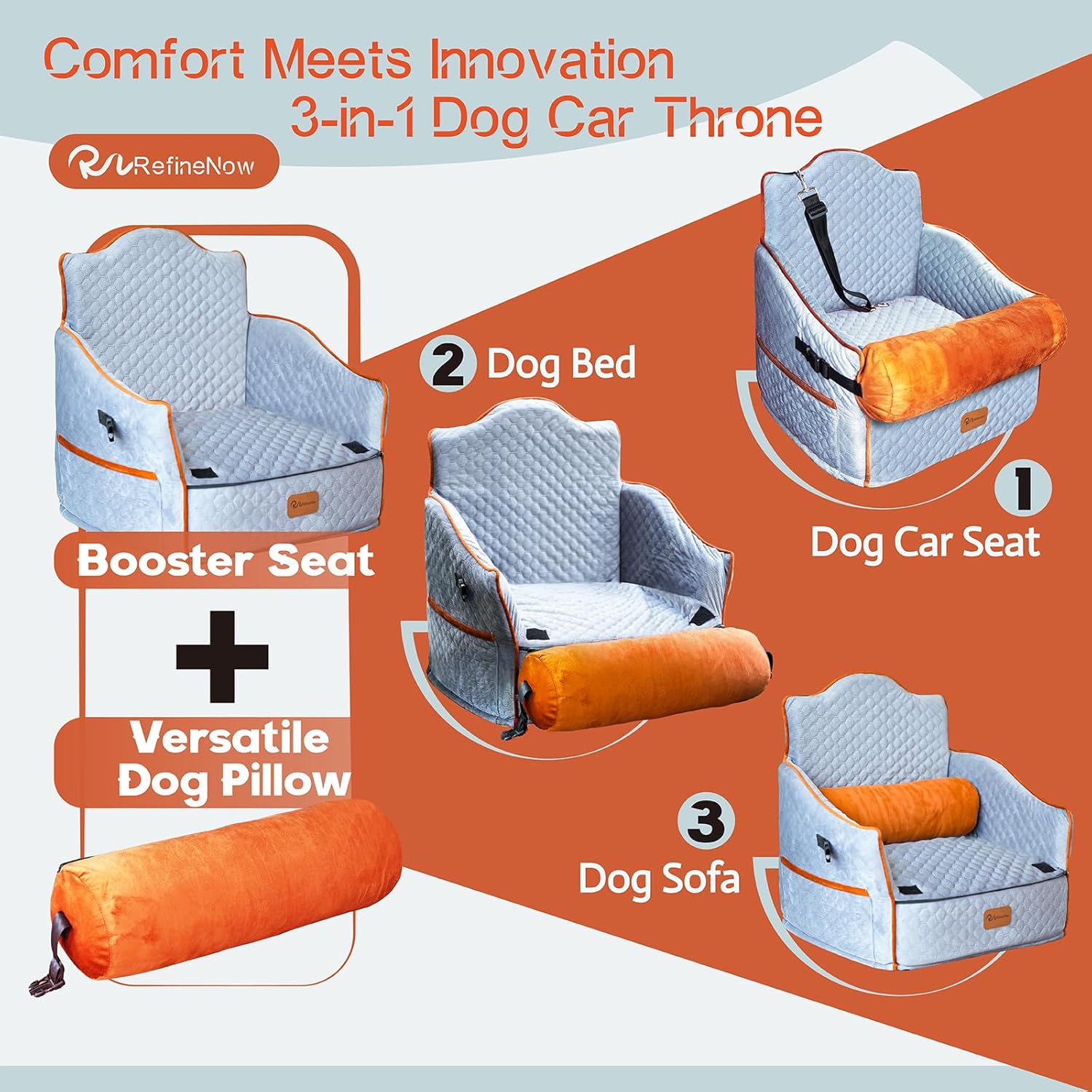 Grey Dog Car Seat for Small Dogs Under 30lbs with Waterproof Pad Z144767