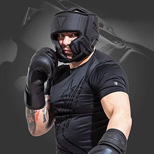 Black Maya Hide Leather Boxing Headgear Q304