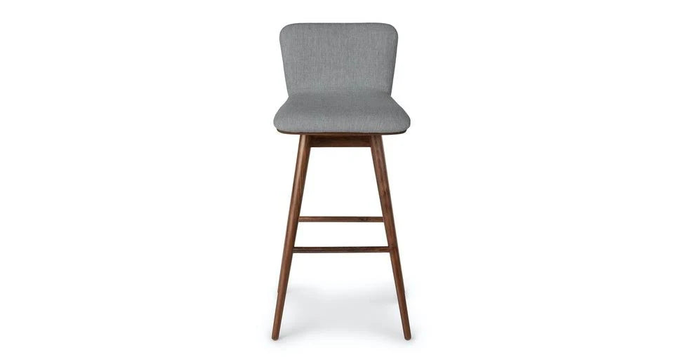 Gray Fabric Walnut Legs Swivel Bar Stool F69698