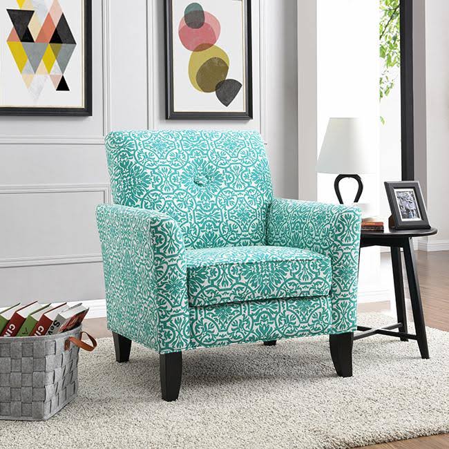 Button Tufted Arm Chair Gold Damask Y9245