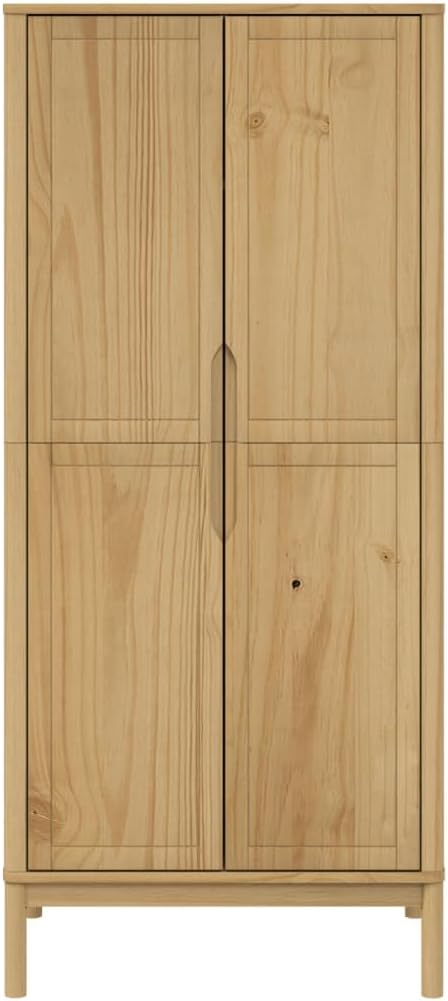 Solid Pine Wood Wax Brown Wardrobe M4373