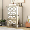 Silver 4-Drawer Chest with Golden Lines and Crystal-Shape Knob C3528