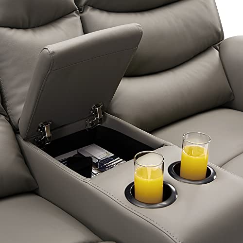 Gray Double Recliner Sofa with Cup-Holder S26779