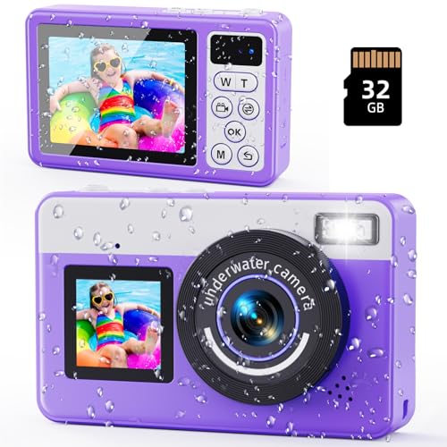 10 FT Waterproof Floating Camera with 32GB Card, Dual Screen Selfie Camera, 48MP 18X Autofocus Compact Digital Camera R541329
