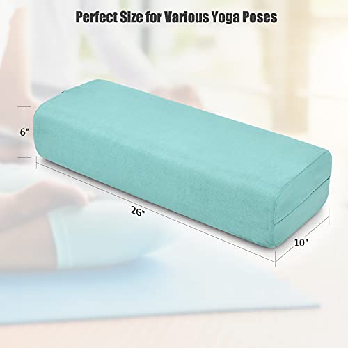 Yoga Bolster Pillow with Carry Handle, Removable Machine Washable Soft Suede Pillowcase C6181