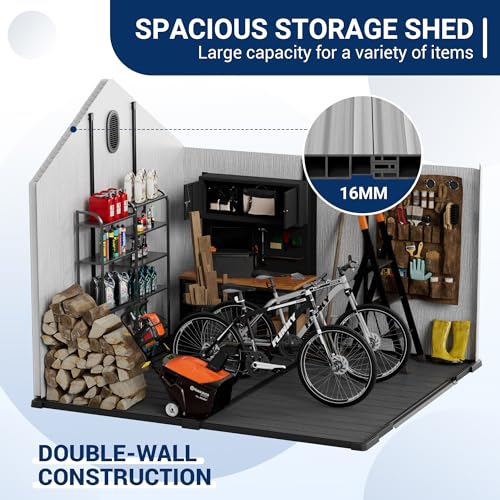 6x6 FT Outdoor Resin Storage Shed with Floor M85847