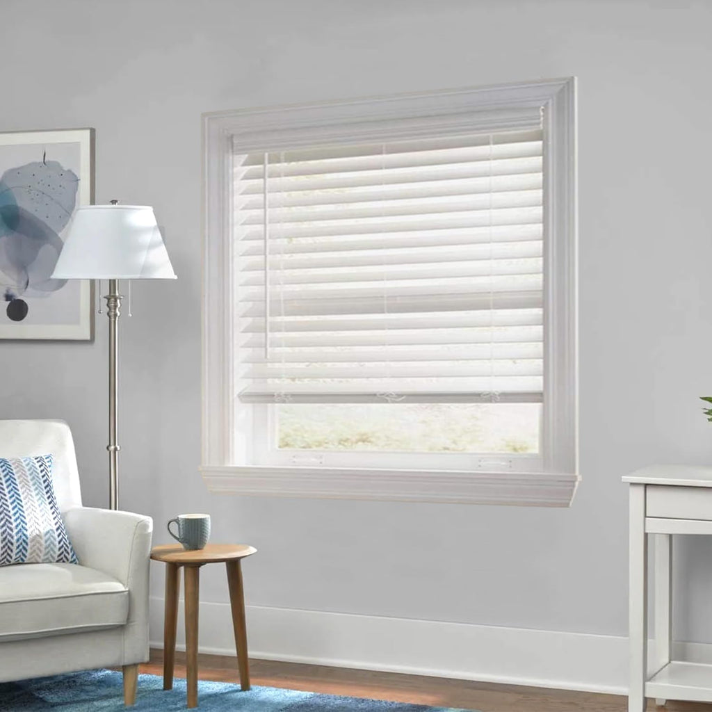 White 2.5 Inch Faux Wood Blind 27.5" W x 72" L Q706871