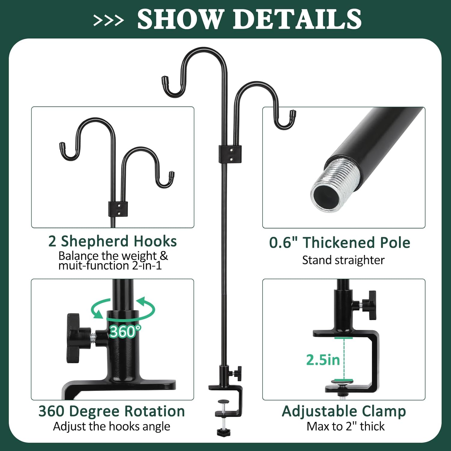 Black 47 Inch Deck Hook for Bird Feeder Q23999