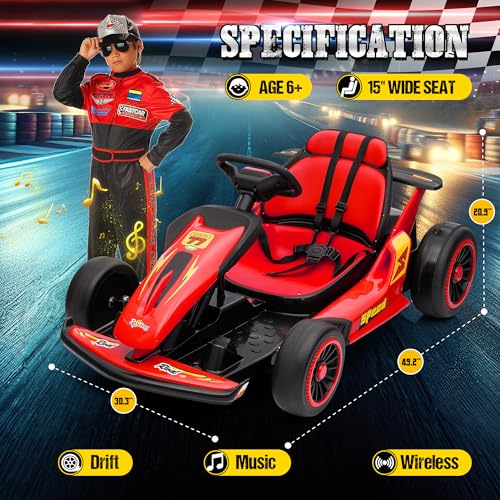 24V Electric Go Kart with 400W Motors, EVA Tires, Max Speed 8.1 MPH, Rose Red J782