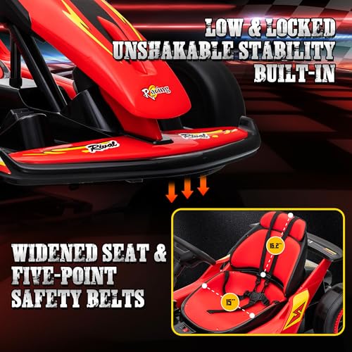 24V Electric Go Kart with 400W Motors, EVA Tires, Max Speed 8.1 MPH, Rose Red J782
