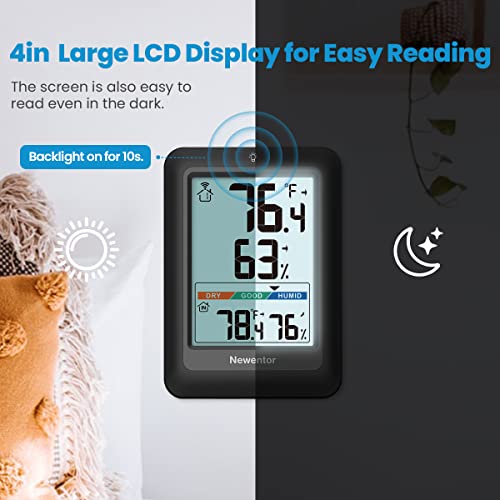 Black Wireless Indoor Outdoor Thermometer Hygrometer with 2 Sensor H4739