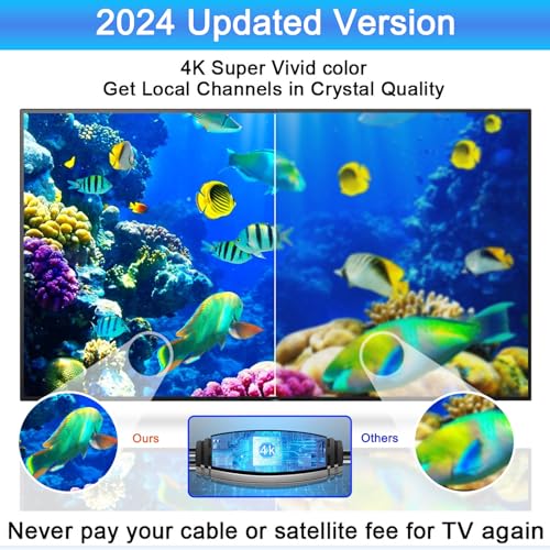 Outdoor TV Antenna, 720° Long Range Omni Directional Reception Digital HD Antenna with Super Signal Booster, 35ft HDTV Cable R363959
