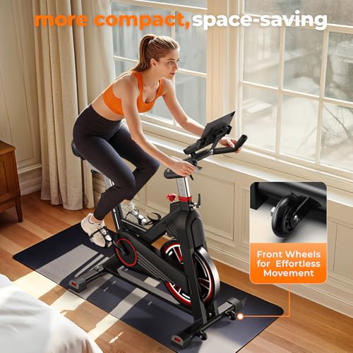 Magnetic Exercise Bike 350 lbs Weight Capacity Indoor Cycling Bike Stationary with Comfortable Seat Cushion Silent Belt Drive H75729