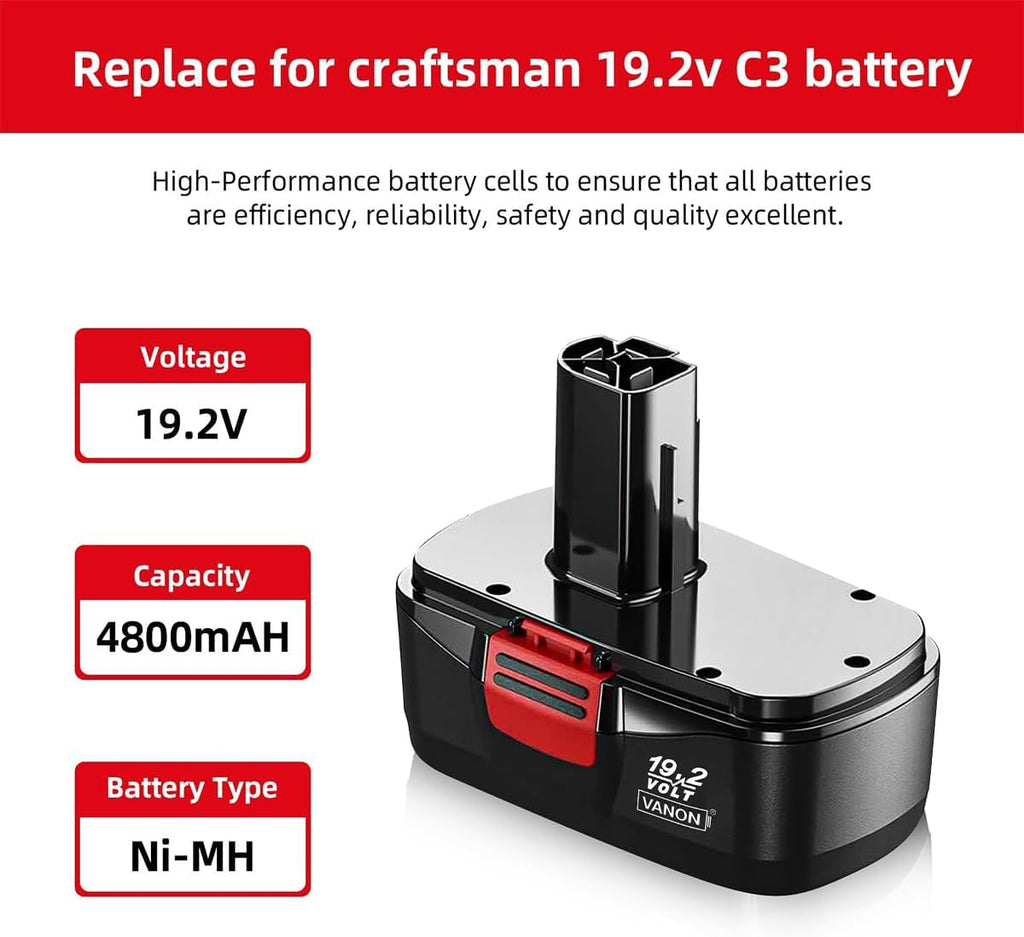 2Pack 4.8Ah Replacement Battery for Craftsman C-3 19.2V I427534