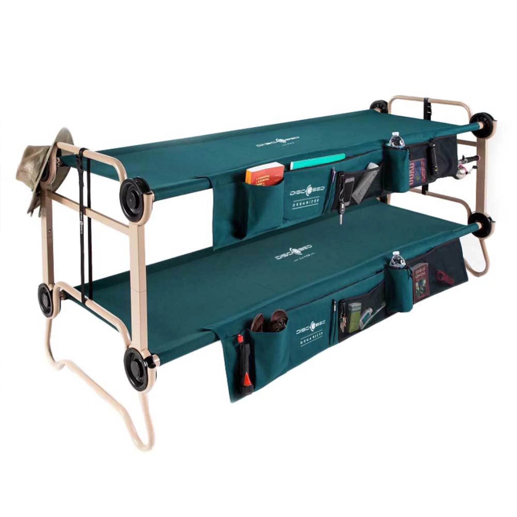 Large Green Double Cot with Storage Organizers R54039