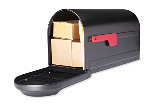 Galvanized Steel Post Mount Mailbox, Black, Large Capacity H573474