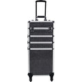 Silver Aluminum Rolling Makeup Train Case with 4 Removable Wheels X455822