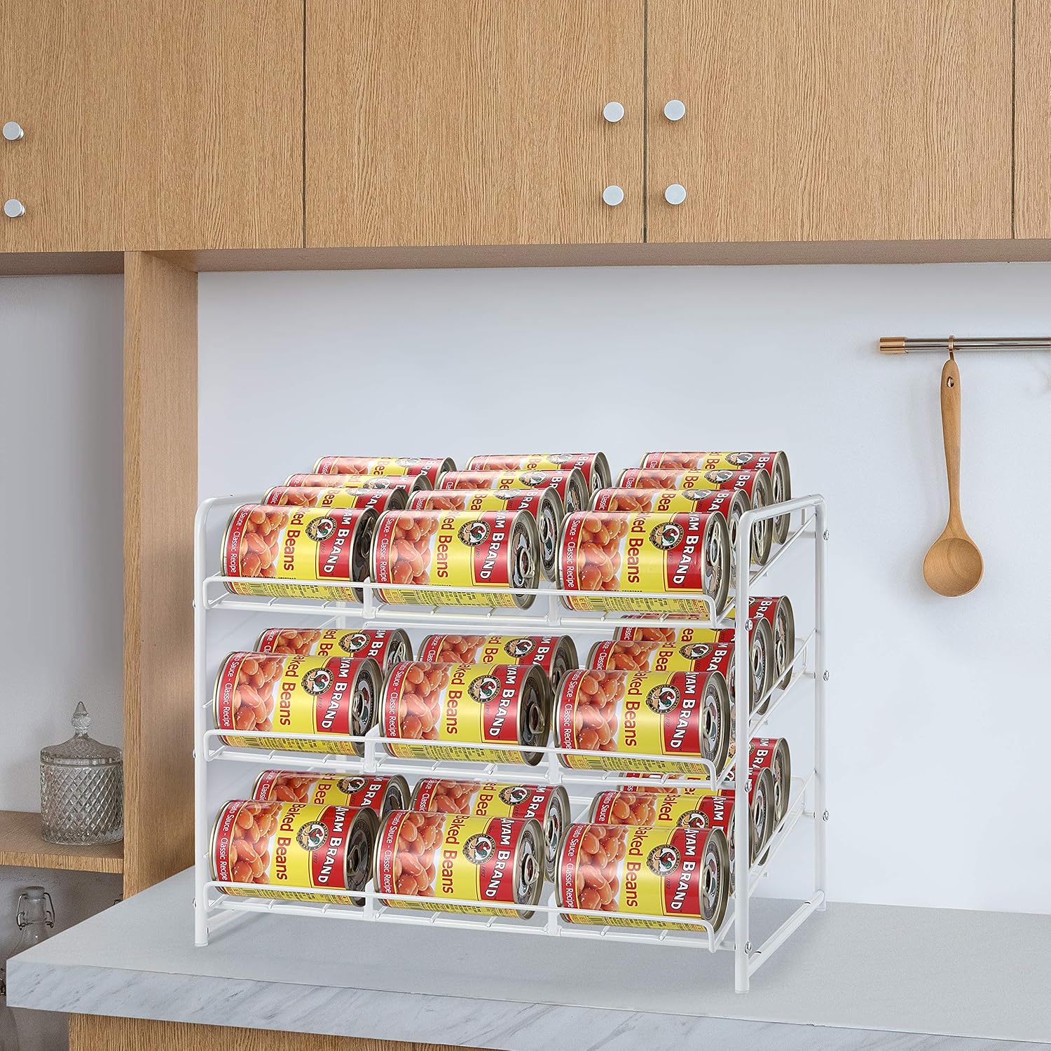 White Stackable Can Rack Organizer Z6342
