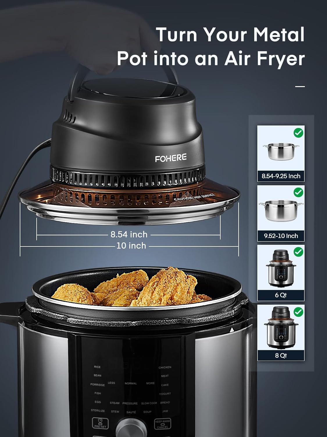 7 in 1 Air Fryer Lid for Instant Pot 6Qt/8Qt with LED Touchscreen D881