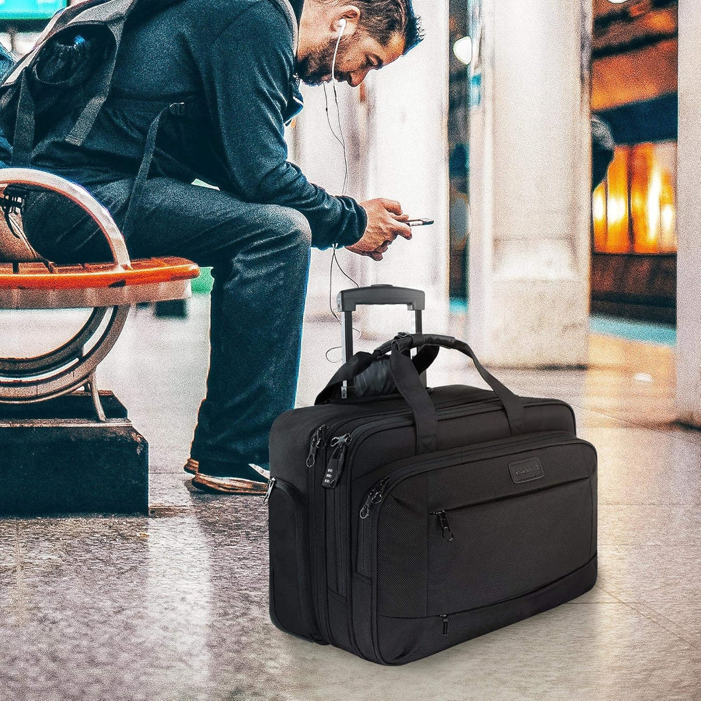 Rolling Laptop Bag Wheeled Briefcase for 17.3 Inch Laptop R343