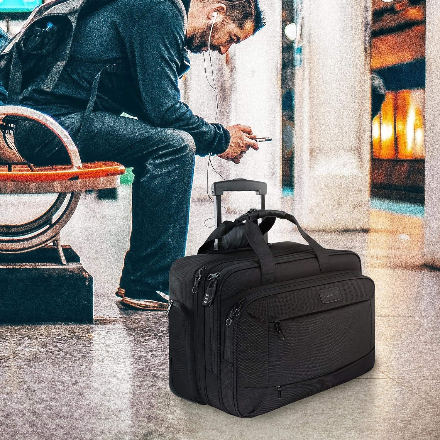 Rolling Laptop Bag Wheeled Briefcase for 17.3 Inch Laptop R343