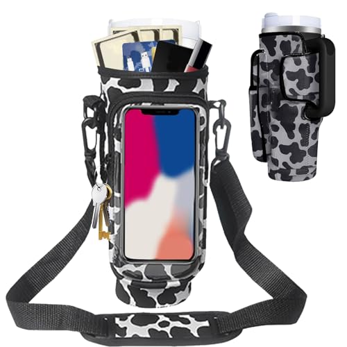 Neoprene Water Bottle Carrier Sling Bag with Strap and Phone Pocket D83470