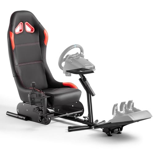 Racing Simulator Cockpit Steering Wheel Stand with Seat Gaming Chair N5496