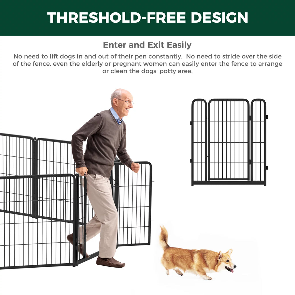 8 Panel 32" Height Dog Playpen with Silicone Foot Pads and Muffler Tubes Q874