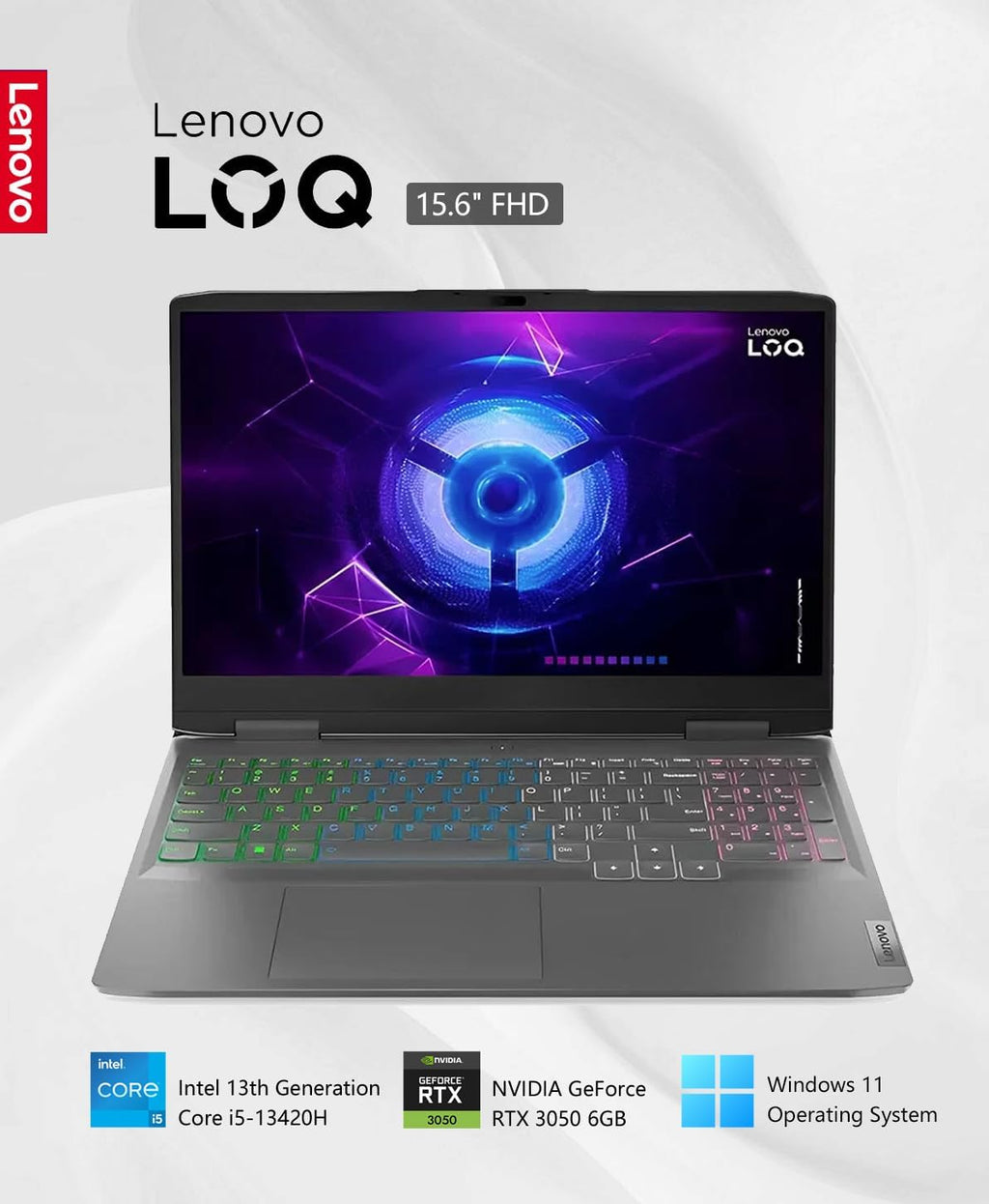 15.6" Gaming Laptop, 144Hz IPS, Intel Core i5-13420H, 32GB RAM 2TB Storage, NVIDIA GeForce RTX 3050, Backlit KB, Win11, Storm Grey J73482
