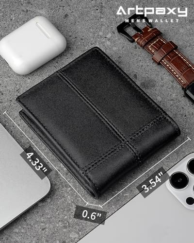 Genuine Leather Bifold RFID Blocking Wallet with 12-13 Card Holders B306