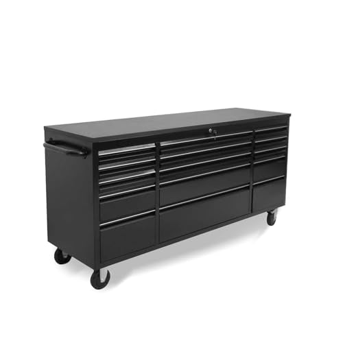Black 72 in Rolling Tool Chest with Drawers Mobile Tool Cabinet E689