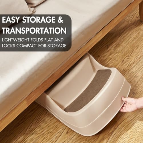 Beige Non-Slip Folding Pet Stairs D846