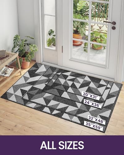 Black Non Slip Washable Absorbent Low-Profile Entrance Mat, 24"X36" Q125