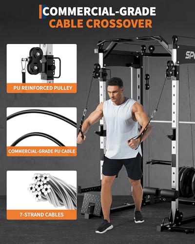 Smith Machine Squat Rack Power Cage Cable Crossover System LAT Pulldown Machine Z628945