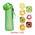 750ml Green Water Bottle with Flavor Pods and Straw F336