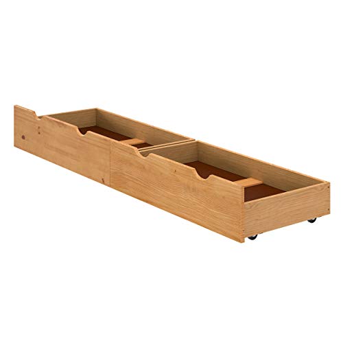 Set of 2 Wooden Underbed Storage Drawers on Wheels Z408