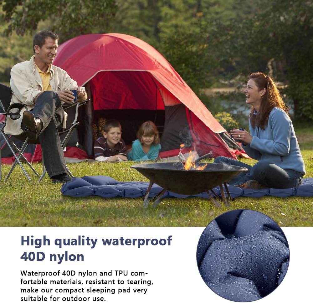 Inflatable Sleeping Pad with Pillow and Built-in Foot Pump S93221